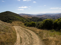 Grassy metal road on hill