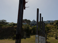 Interpretation panels for the Evans Bay Patent Slip lined up on some old railway lines