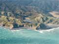 Aerial view of Coast showing two lighthouses