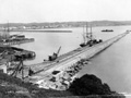 Aerial view of wharf being constructed