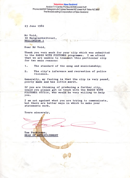 Letter from TVNZ