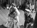 Queen on steps of Parliament Buildings
