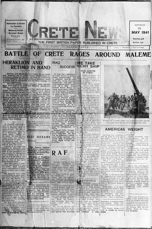 Front page of <em>Crete News</em>