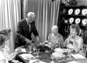Family eating roast