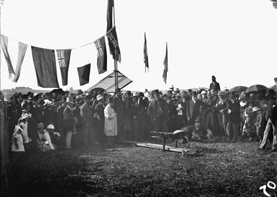 Turning the first sod - North Island main trunk line