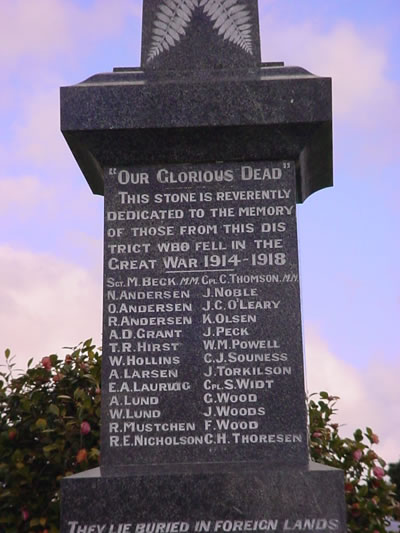Norsewood First World War memorial