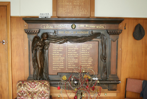 Tapanui Lodge roll of honour board