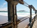 Detail showing corroded railings on pier