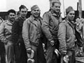 US Marines line with mess gear, 1943