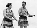 Amercian servicemen learning Maori dance'