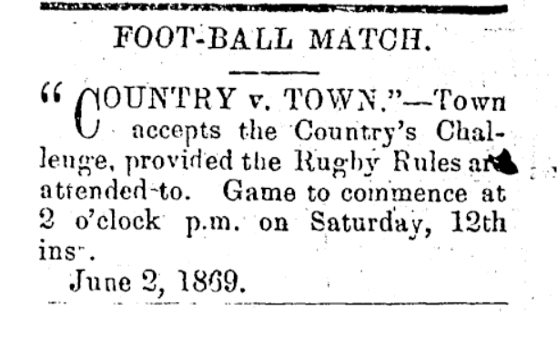 Newspaper report headed 'Foot-ball Match'