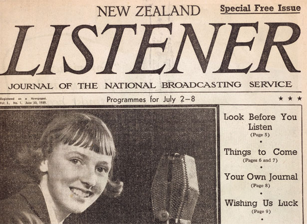 Cover of the first issue of the NZ Listener