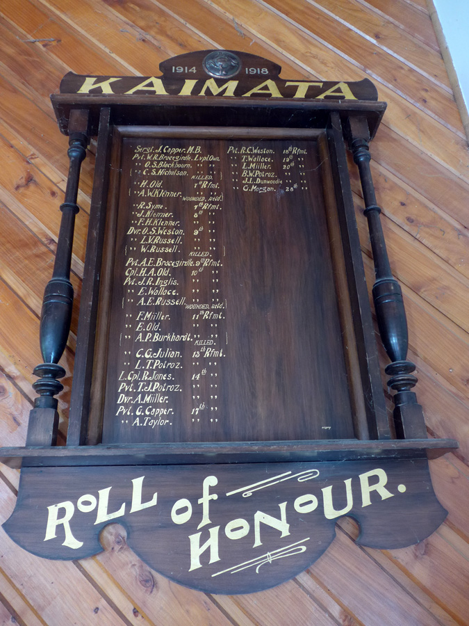 Kaimata and Waitui rolls of honour
