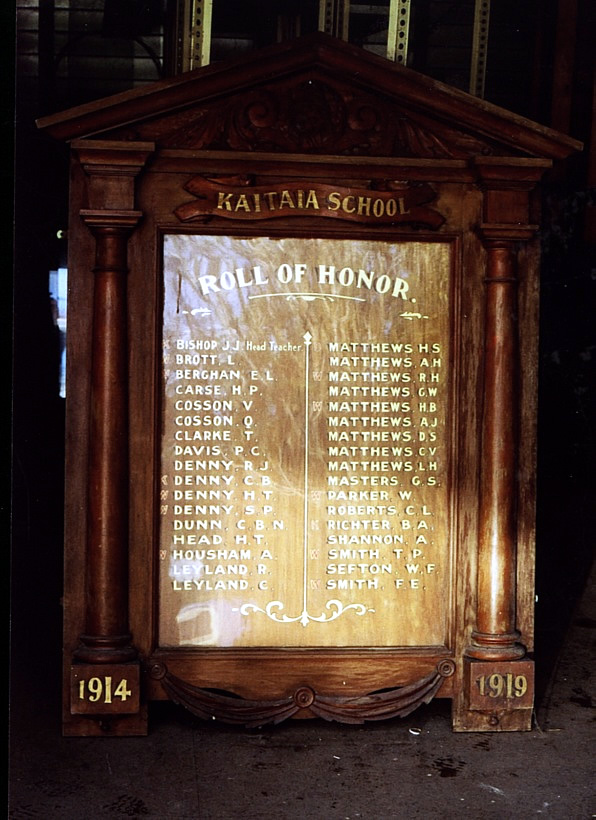 Kaitāia school roll of honour