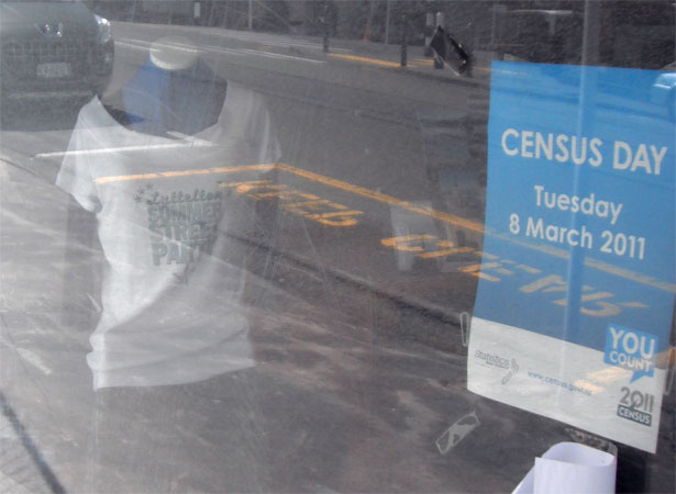 Census notice at the Lyttelton Information Centre
