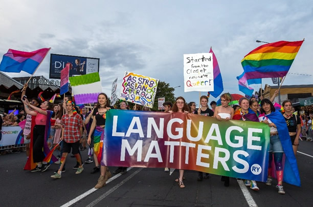 RainbowYOUTH marching in the Auckland Pride Parade,  14 February 2018