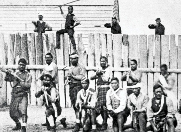 Captain Thomas Porter with his Māori 'auxiliaries'
