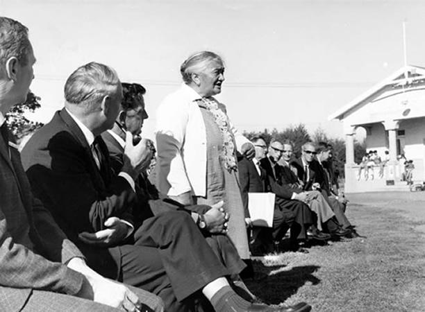 Iriaka Rātana speaks on Manukorihi Marae, Waitara