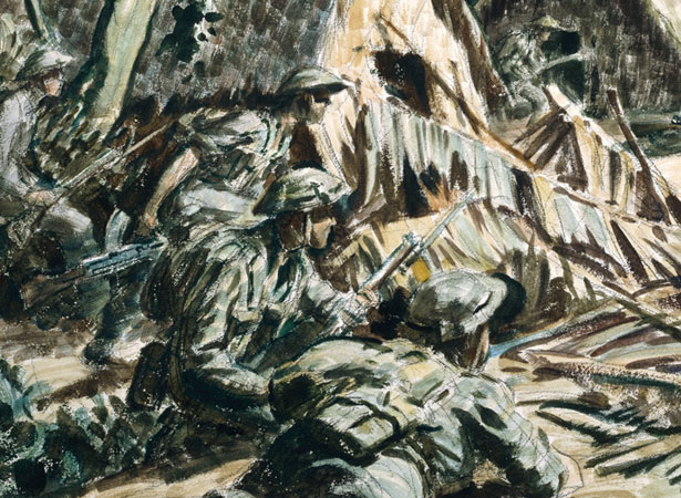 Russell Clark, Action, Falamai village, c. 1944