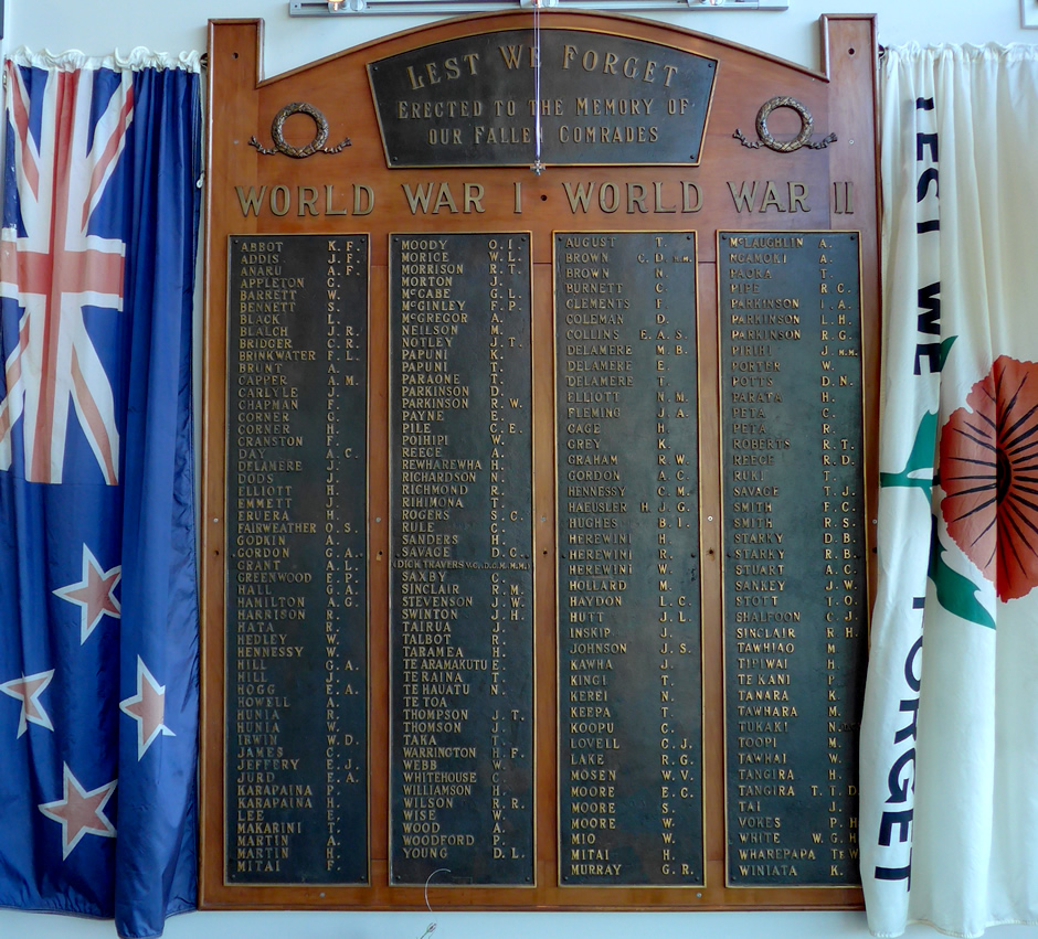 Ōpōtiki RSA roll of honour board