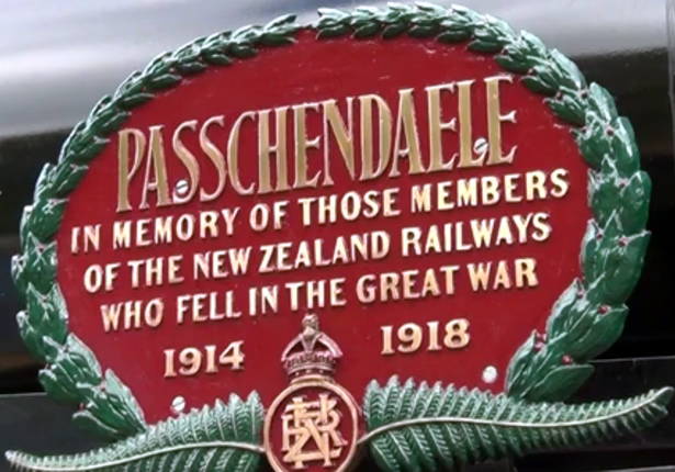 Memorial plate on AB 608 locomotive