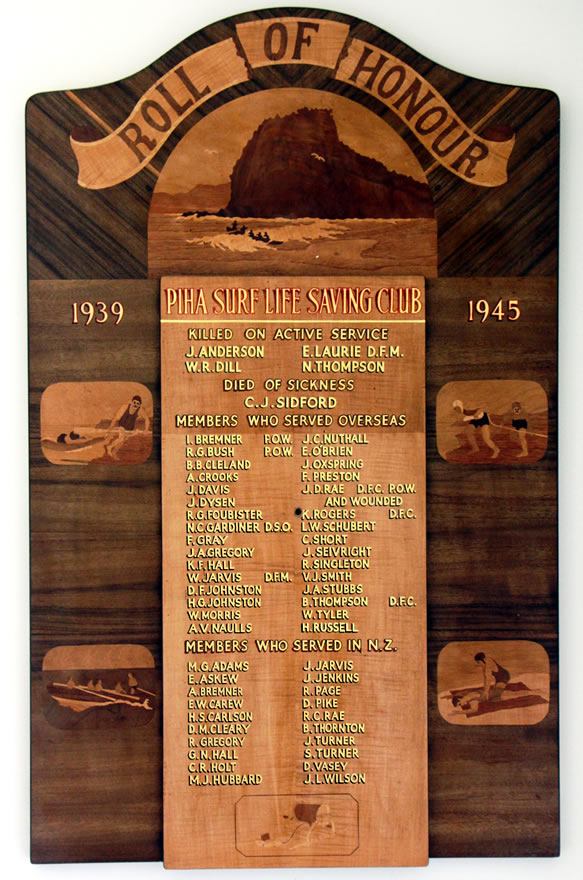 Piha Surf Life Saving Club roll of honour