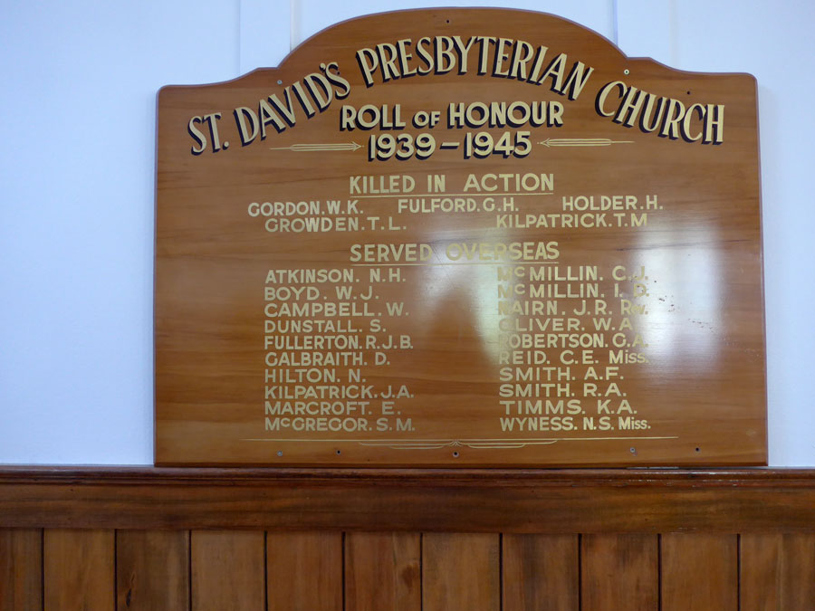 St David's Presbyterian Church roll of honour, Napier