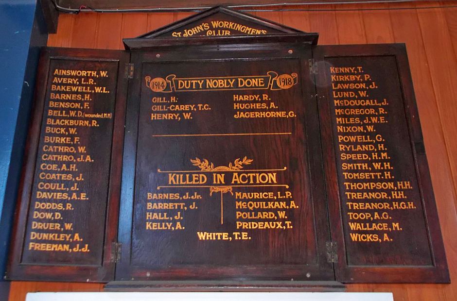 St John's Workingmen's Club Roll of Honour, Whanganui
