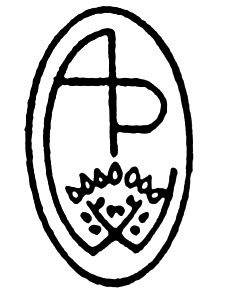 An 'A' and a 'P' joined together inside of an oval
