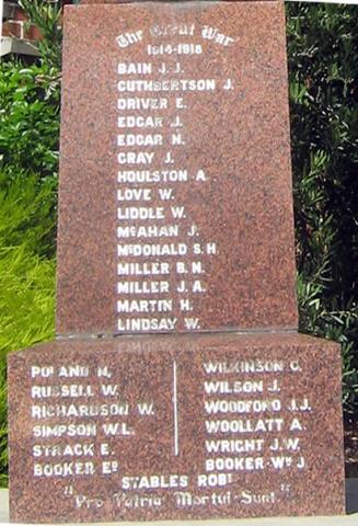 Names on memorial