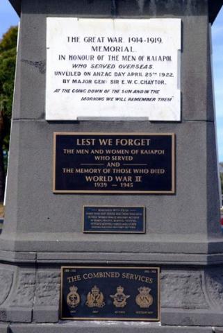 Kaiapoi memorial detail