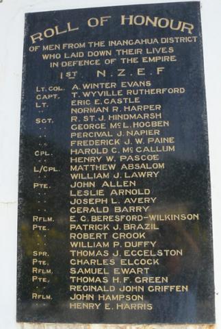 Reefton war memorial names