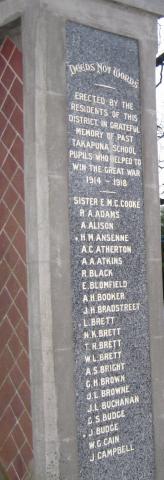 Takapuna school memorial names
