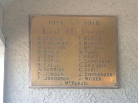 Porangahau war memorial names