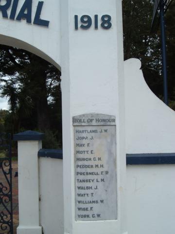 Ohakune memorial arch names