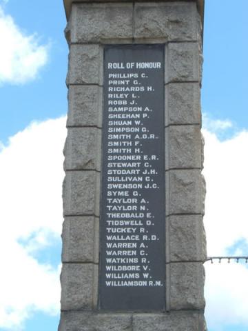 Taihape memorial detail