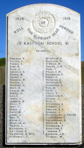 Kaikorai war memorial names