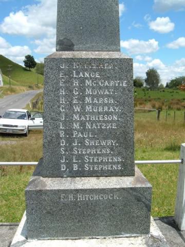 Whangamoana war memorial