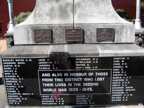 Taihape memorial names