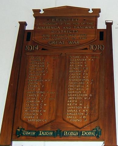 Waerenga Church Memorial