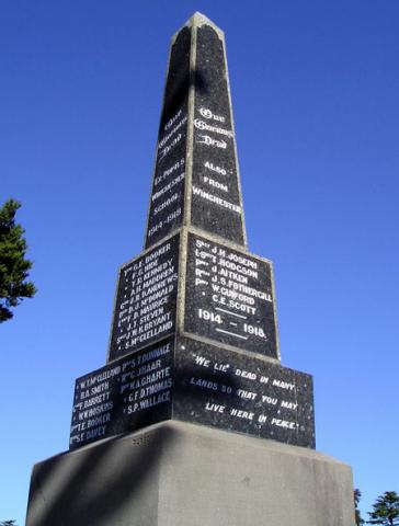Memorial showing names