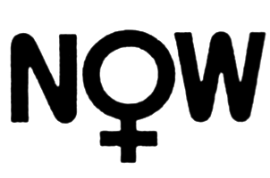 NOW with women's symbol for O