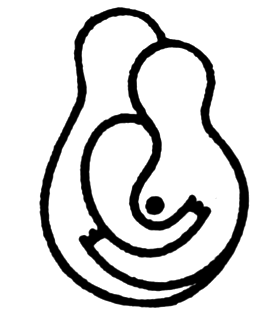 Stylised drawing of a family group