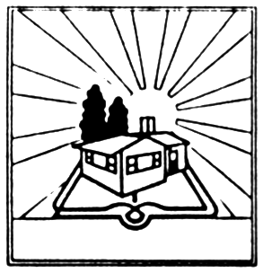 House with sun behind it