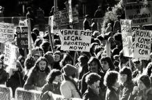 An abortion-rights march in May 1977 at Parliament grounds.