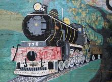 Lumsden mural of Kingston Flyer