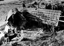 Train wreckage at Tangiwai