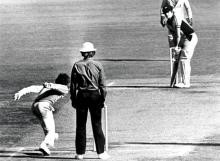 Trevor Chappell bowls underarm to Brian McKechnie
