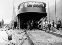 Workers reassembling the Earnslaw