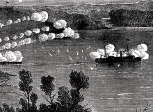 The gunboat Pioneer on the Waikato River